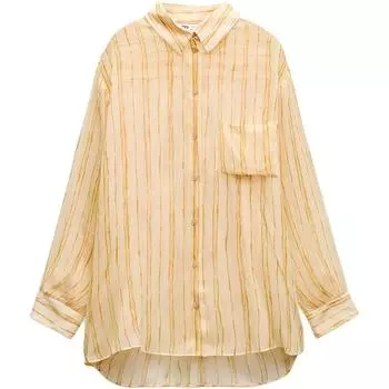 Zara Comfortable Striped Pocket Detail Long Sleeve Shirt Women shirts Multicolor 3504173-330 XS