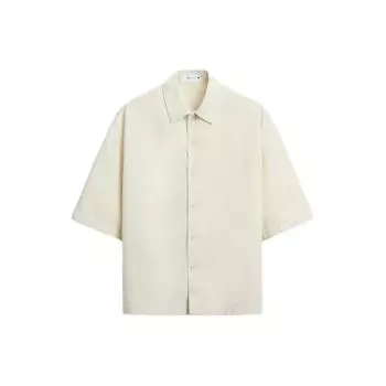 Zara Comfortable Versatile Solid Color Short Sleeve Shirt Men shirts Faded-White 04877309251-36 S