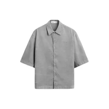 Zara Comfortable Versatile Solid Color Simple Short Sleeve Shirt Men shirts Gray 04877309802-36 M