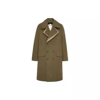 Zara Double Layer Collar Single Breasted Mid Length Coat Men coats Khaki 6833309-505 L