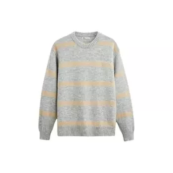 Zara Fashionable Versatile Striped Jacquard Knit Sweater Men sweater Gray 7140404-803 M