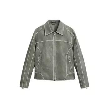 Zara Faux Leather Vintage Casual Jacket Men jackets Gray 5070331-802 S