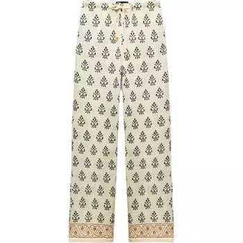 Zara Full Print High Waist Simple Straight Leg Casual Pants Women bottoms Black 3366659-070 S