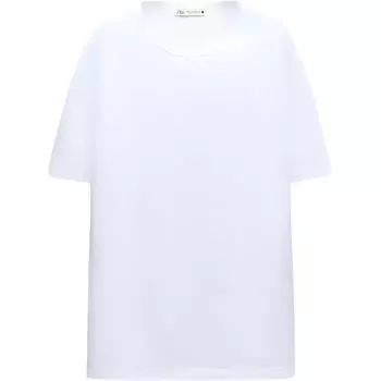 Zara Футболка Slim Fit Solid Color Round Neck Short Sleeve Женская белая 0858081-250 L