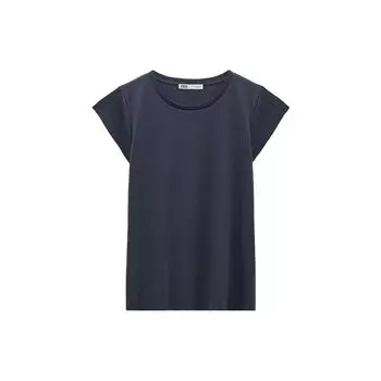 Zara Футболка Street Solid Color с круглым вырезом и коротким рукавом, женские топы, индиго 04174172405-33 M