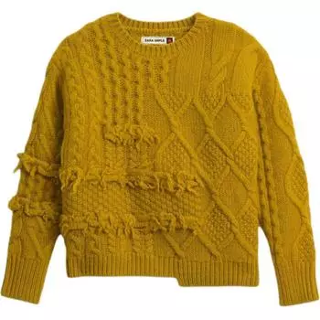 Zara FW24 SRPLS Series Knit Asymmetrical Hem Round Neck Sweater Men sweater Mustard 0021900-305 L