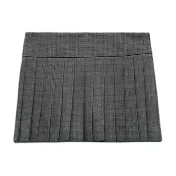 Zara High Waist Pleated Casual Mini Skirt Women skirts Gray 5427413-803 M