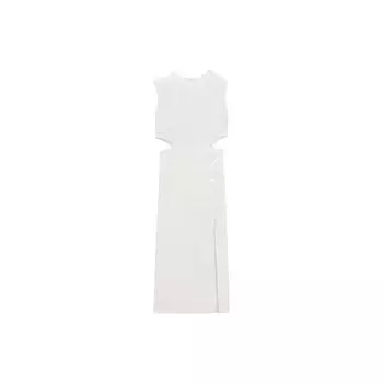 Zara Hollow Decoration Solid Color Round Neck Sleeveless Dress Women dresses White 7814688-712 M