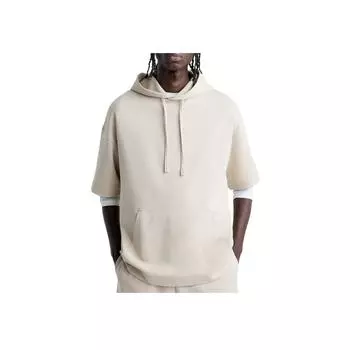Zara Hooded Loose Comfortable Short Sleeve Sweatshirt Men sweatshirt Beige 761387706 S