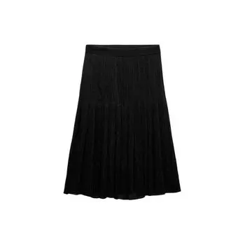 Zara Юбка Zw Series средней посадки, универсальная, плиссированная, повседневная, длинная, женская, черная 2201361-800 XS