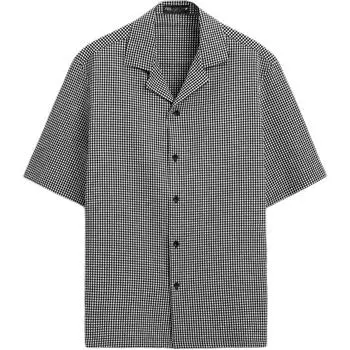 Zara Клетчатая свободная удобная рубашка с коротким рукавом Мужские рубашки Черный Белый 5628610-064 XL