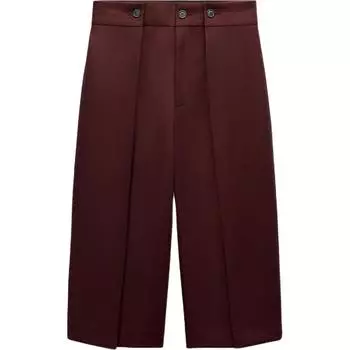 Zara Коллекция Zw Series, однотонные плиссированные бермуды со средней талией, укороченные повседневные шорты, женские шорты бордового цвета 9729666-681 XS