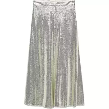 Zara Коллекция Zw Series, украшенная пайетками, миди, расклешенный подол, повседневная длинная юбка, женские юбки, золото, серебро 9877139-881 XS
