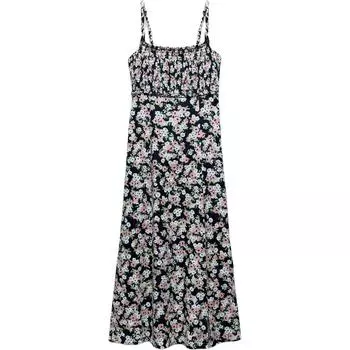 Zara Linen Blend Floral Print Midi Slip Dress Women Dresses Multicolor 6962026-330 XS