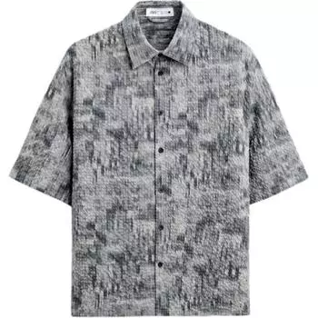Zara Loose Comfortable Lapel Casual Short Sleeve Shirt Men shirts 7380871-020 S