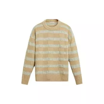 Zara Loose Comfortable Striped Round Neck Long Sleeve Knit Sweater Men sweater Beige 6771402-450 L