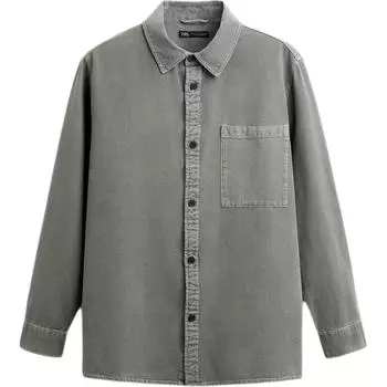 Zara Loose Fit Plain Color Comfortable Long Sleeve Shirt Men shirts Gray 7446420-802 L