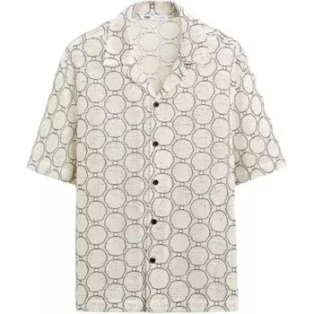 Zara Loose Hollow Jacquard Polo Short Sleeve Shirt Men shirts Off-White 2688320-712 L
