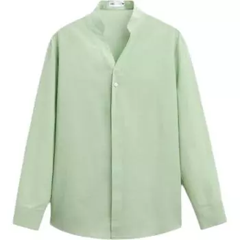 Zara Loose Minimalist Comfortable Stand Collar Long Sleeve Shirt Men shirts Lime 5749100-520 M