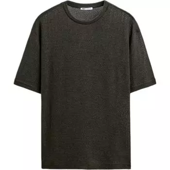 ZARA Loose Minimalist Comfortable Versatile Round Neck Short Sleeve T-Shirt Men Tops Dark-Brown 4087326-716 XL