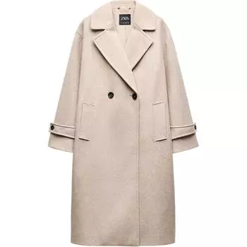 Zara Loose Solid Color Double Breasted Coat Women coats Beige 3046299-450 M