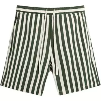 Zara Loose Striped Breathable Drawstring Casual Shorts Men shorts Green 5726305-500 XL