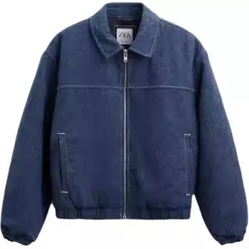 Zara Minimalist Comfortable Versatile Pilot Long Sleeve Jacket Men jackets Blue 0621400-400 L