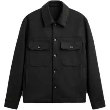 Zara Minimalist Comfortable Versatile Suede-Like Loose Fit Lapel Shirt Jacket Men Jackets Black 3046506-800 S