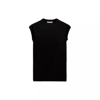 Zara Минималистская однотонная футболка с круглым вырезом и коротким рукавом, женские топы, черный цвет 2335001-800 S