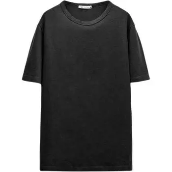 Zara Однотонная облегающая футболка с круглым вырезом и коротким рукавом, женские топы, серый цвет 0858081-822 L