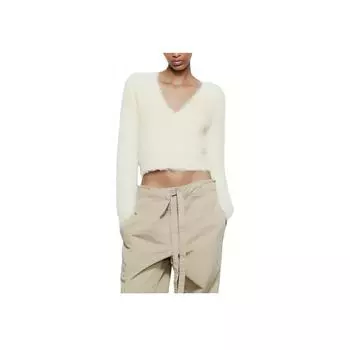 Zara Однотонная однобортная куртка с V-образным вырезом и длинным рукавом, женские куртки, белый цвет 7901955712 S