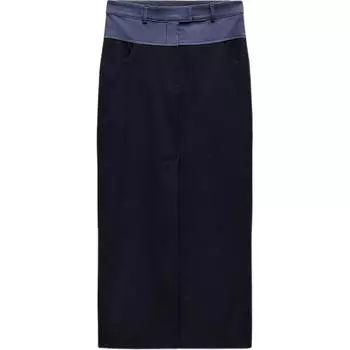 Zara Однотонная прямая повседневная длинная юбка с высокой талией, женские юбки синего цвета 01165053401-36 M