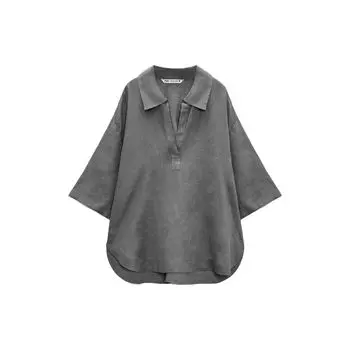 Zara Однотонная рубашка с рисунком Женские рубашки Серый 04877248922-33 XS