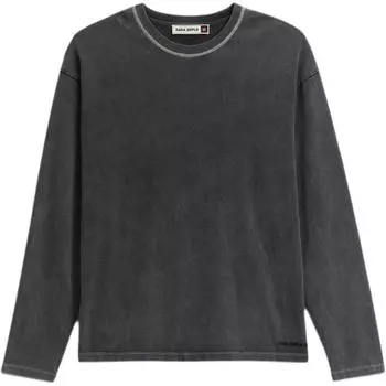 Zara Однотонная свободная повседневная футболка с круглым вырезом и длинным рукавом, мужские топы, серая 6085926-485 XL
