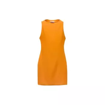 Zara Однотонное облегающее платье без рукавов с круглым вырезом, женские платья в полоску оранжевого цвета 5644333-615 L