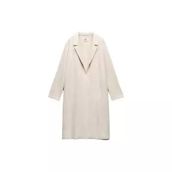Zara Однотонное пальто средней длины с длинными рукавами Женские пальто Off-White 2712660-746 XL