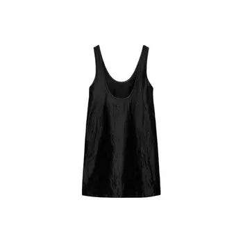 Zara Однотонное повседневное платье без рукавов Женские платья Черный 6929004-800 L