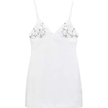 Zara Однотонное простое короткое платье-камисоль с подчеркнутой талией, женские платья, белое 0881365-250 XL