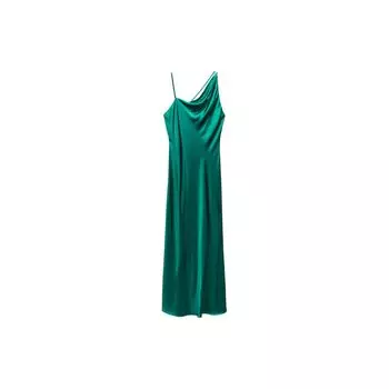 Zara Однотонное простое повседневное платье-комбинация средней длины, женские платья изумрудно-зеленого цвета 8772965-504 L