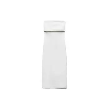 Zara Однотонное трикотажное платье без рукавов с открытыми плечами Женские платья Белый 5039174-250 L