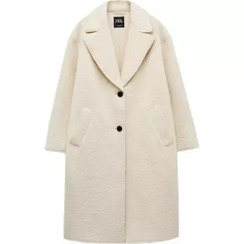 Zara Однотонное удобное однобортное пальто Женские пальто Off-White 8073257-712 M
