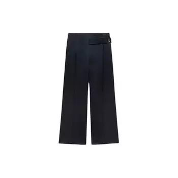Zara Однотонные прямые повседневные брюки с естественной талией, женские низы, синие 2639350-401 L