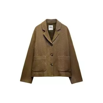 Zara Однотонный пиджак-блейзер женские куртки коричневые 2922577-700 S