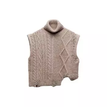 Zara Однотонный жилет с высоким воротом, женские топы, коричневый 9598022-704 M