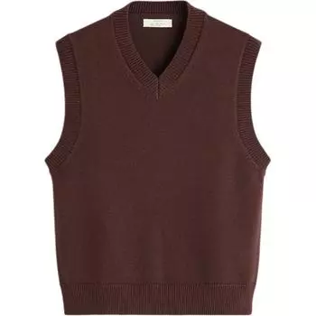 Zara Origins Special Collection Solid Color Casual V-Neck Sleeveless Sweater Men sweater Deep-Eggplant 9598430-667 L