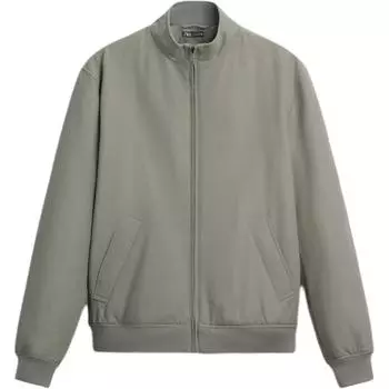 Zara Plain Minimalist Comfortable Stand Collar Zipper Long Sleeve Jacket Men jackets Gray 6518350-802 M