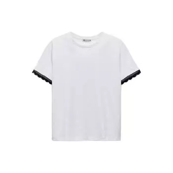 Zara Повседневная футболка с круглым вырезом и коротким рукавом, женские топы, черный цвет 5070672 064 S