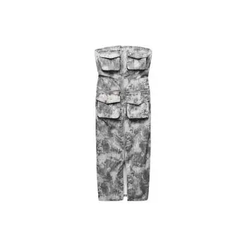 Zara Printed Sleeveless Midi Dress Women dresses Gray 2674248-802 S