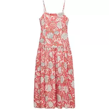Zara Printed Square Neck Midi Slip Dress Women dresses Red 2183065-679 S