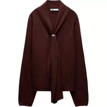 Zara Простой, удобный, универсальный, повседневный, длинный рукав, женский свитер, бордовый 02142151-35 M